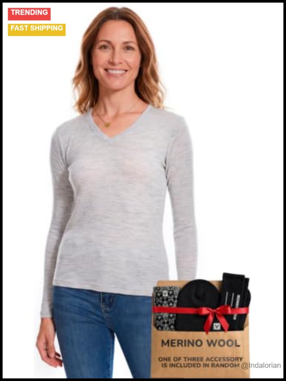 Merino Wool Base Layer V-Neck Long Sleeve Thermal Top